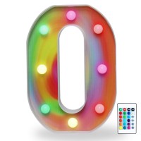 Rainbow Multiple Light Up Letters With Remote, 16 Colors Alphabet Letter Lights Led Bar Signs For Wall, Table, Bedroom, Home Decor-Rainbow Letter O