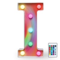 Rainbow Multiple Light Up Letters With Remote, 16 Colors Alphabet Letter Lights Led Bar Signs For Wall, Table, Bedroom, Home Decor-Rainbow Letter I