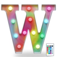 16 Colors Rainbow Led Letter Lights, Colorful Marquee Signs Illuminated 26 Alphabet Letter Night Light For Girls, Ladies, Women, Nursery Room Decor-Rainbow Letter W