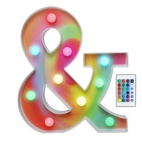 16 Color Changing Rainbow Marquee Letter With Lights, Rgb Letter Lights Signs Remote Control Night Light For Valentin?S Day, Birthday Party, Wedding, Christmas Decor- Rainbow Letter &