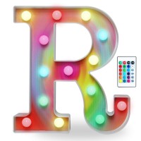 16 Colors Rainbow Led Letter Lights, Colorful Marquee Signs Illuminated 26 Alphabet Letter Night Light For Girls, Ladies, Women, Nursery Room Decor-Rainbow Letter R