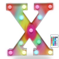 16 Colors Rainbow Led Letter Lights, Colorful Marquee Signs Illuminated 26 Alphabet Letter Night Light For Girls, Ladies, Women, Nursery Room Decor-Rainbow Letter X