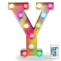 16 Colors Rainbow Led Letter Lights, Colorful Marquee Signs Illuminated 26 Alphabet Letter Night Light For Girls, Ladies, Women, Nursery Room Decor-Rainbow Letter Y