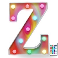 16 Colors Rainbow Led Letter Lights, Colorful Marquee Signs Illuminated 26 Alphabet Letter Night Light For Girls, Ladies, Women, Nursery Room Decor-Rainbow Letter Z