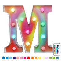 Rainbow Multiple Light Up Letters With Remote, 16 Colors Alphabet Letter Lights Led Bar Signs For Wall, Table, Bedroom, Home Decor-Rainbow Letter M