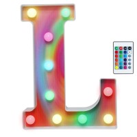 Rainbow Multiple Light Up Letters With Remote, 16 Colors Alphabet Letter Lights Led Bar Signs For Wall, Table, Bedroom, Home Decor-Rainbow Letter L