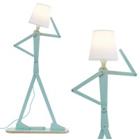 Hroome Cool Tall Decorative Floor Lamp Unique Aqua Blue Color Standing Adjustable Corner Reading Wood Lights For Living Room Kids Bedroom Office - Led Bulb Included (Green)