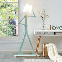 Hroome Cool Tall Decorative Floor Lamp Unique Aqua Blue Color Standing Adjustable Corner Reading Wood Lights For Living Room Kids Bedroom Office - Led Bulb Included (Green)