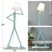 Hroome Cool Tall Decorative Floor Lamp Unique Aqua Blue Color Standing Adjustable Corner Reading Wood Lights For Living Room Kids Bedroom Office - Led Bulb Included (Green)