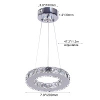 Modern Crystal Chandeliers Led Pendant Lighting Round Ring Chrome Flush Mount Ceiling Light Fixture Mini Chandeliers For Dining Room Kitchen Island Hallway