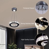 Modern Crystal Chandeliers Led Pendant Lighting Round Ring Chrome Flush Mount Ceiling Light Fixture Mini Chandeliers For Dining Room Kitchen Island Hallway