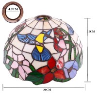 Werfactory Tiffany Lamp Shade Replacement 12X12X6 Inch Cream Amber Stained Glass Hummingbird Lampshade Only 1-5/8-Inch Fitter Opening For Arched Floor Lamp, Torchiere Lamp, Pendant Light S101 Series