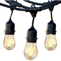 Brightech Ambience Pro Led String Lights - 24 Ft Commercial Grade Waterproof Patio Lights With Vintage Edison Bulbs - Heavy Duty Porch String Lights For Outdoors, Backyard - 2W, Natural White