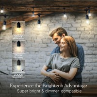 Brightech Ambience Pro Led String Lights - 24 Ft Commercial Grade Waterproof Patio Lights With Vintage Edison Bulbs - Heavy Duty Porch String Lights For Outdoors, Backyard - 2W, Natural White