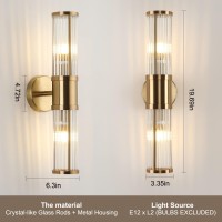 Ecobrt Glass Wall Light Fixture Indoor Brass Bathroom Vanity Lights Beside Mirror Lighting Lamps Up And Down Wall Mounted Light