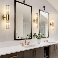 Ecobrt Glass Wall Light Fixture Indoor Brass Bathroom Vanity Lights Beside Mirror Lighting Lamps Up And Down Wall Mounted Light