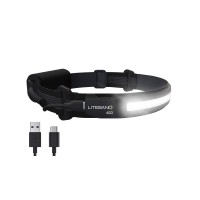 Liteband Activ 400 Wide-Beam Led Headlamp - 210?Illumination, 400 Lumens, Lightweight, Weatherproof, Rechargeable, Usb-C, Red Led Mode - Camping, Running, Hiking, Fits Hard Hats, Lba400-L18N, Night