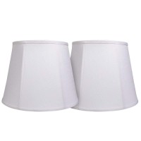 Double Tootoo Star White Lamp Shade Set Of 2, Large Drum Lampshade For Floor Light And Table Lamp 10X14X10 Inch, Diy Fabric Natural Linen Hand Crafted, Spider (White, 10X14X10 Inch)