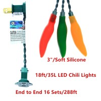 Jinbest 35 Led Red Green And Yellow Chili Pepper Lights, 18 Ft Green Wire House Decorative Lighting, For Indoor Party, Kitchen, Living Room, Garden, Patio.