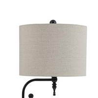 Benjara Metal Table Lamp With Drum Shade And Adjustable Arm, Gray, Black