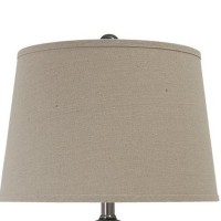 150 Watt Ceramic Body Table Lamp With Tapered Fabric Shade, Green And Beige