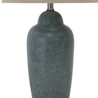 150 Watt Ceramic Body Table Lamp With Tapered Fabric Shade, Green And Beige