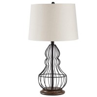 Add a stylish look to home decor by lighting up this amazing table lamp available in a set of 2 It features a metal body in a ground shape incorporating a 3 way switch for control and a tapered fabric shade that uses an A type bulb of 150 watt or 25 watt 