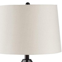 Add a stylish look to home decor by lighting up this amazing table lamp available in a set of 2 It features a metal body in a ground shape incorporating a 3 way switch for control and a tapered fabric shade that uses an A type bulb of 150 watt or 25 watt 