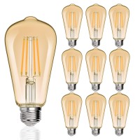 Voosei Amber Led Vintage Edison Bulb E26 60W, 4W Equivalent To 60W Non-Dimmable Light Bulbs Antique Led Light Bulb 2700K Warm White E26 Base St64 Decorative Bulbs, 6 Pack