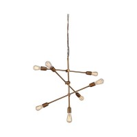 Benjara Contemporary Metal Pendant Light With Tubular Rods Gold