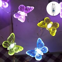 Starryfill Colorful Small Butterfly Usb-Plugin 1.1?H) 40 Led String Lights 13.5Ft Cold White With Remote Control And Timer For Patio Spring Wedding Nursery Bedroom Party