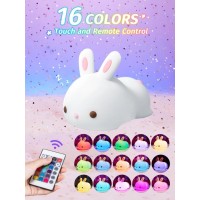 Mubarek Night Light For Kids Bunny Lamp16 Colorsremote Kids Night Lightcute Night Light For Girls Dimmable Night Lights For