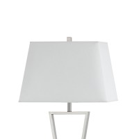 X Shaped Metal Body Floor Lamp With Rectangular Tapered Fabric Shade, White