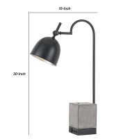 Add a sophisticated and elegant touch to you home decor by bringing this amazing table lamp It features metal frame and a cement block body incorporating an on off switch for seamless control It is supported by a stable base consisting of 1 power outlet a