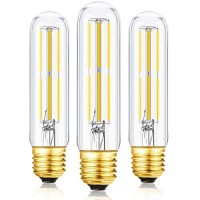 Leools T10 Led Bulb,Dimmable Led Tubular Bulbs 6W,Equivalent 60Watt,Daylight 4000K, 600Lm, Clear Glass,E26 Base Vintage Led Edison Bulbs, For Cabinet Display Cabinet Etc,3 Pack.