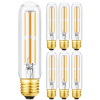 Leools T10 Led Bulb,Dimmable 6W Led Tubular Bulbs,E26 Led Edison Bulb, 60 Watt Incandescent Bulb Equivalent,Warm White 2700K, Clear Glass, E27 Lamp Bulb, For Cabinet Display Cabinet Etc,6 Pack.