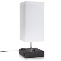 Missionmax Modern Table Lamp White Small 100% Dimmable With 2 Fast Charge Usb Ports & Grounded Outlet. Great Table Lamps For Bedroom, Nightstand, Office, Living Room And More. Perfect Bedside Lamp