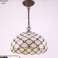 Werfactory Tiffany Pendant Light Fixture Cream Amber Bead Stained Glass Hanging Lamp Wide 12 Inch Height 32 Inch S005 Series