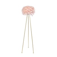 Maxax Feather Floor Lamp, Tripod Floor Lamp With Pink Feather Shade, Standing Light For Bedrooms/Dining Room/Living Room/Kitchen,Gold Classic