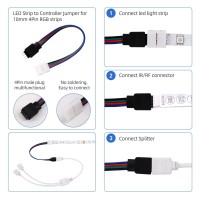 Led Strip Light Connector Kit, Led Strip Accessories Set For 5050 4 Pin 10Mm Rgb Led Light Strips With Connectors Clips And Tools