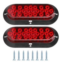 ?2 Pcs?Oval Brake Tail Light, 12V 6In 24 Leds Car Rear Red Brake Light Rv Truck Trailer Trailer Brake Light