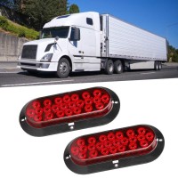 ?2 Pcs?Oval Brake Tail Light, 12V 6In 24 Leds Car Rear Red Brake Light Rv Truck Trailer Trailer Brake Light