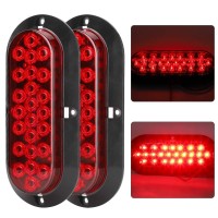 ?2 Pcs?Oval Brake Tail Light, 12V 6In 24 Leds Car Rear Red Brake Light Rv Truck Trailer Trailer Brake Light