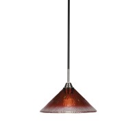 Paramount 1 Light Pendant In Matte Black And Brushed Nickel Finish With 12