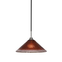 Paramount 1 Light Pendant In Matte Black And Brushed Nickel Finish With 16