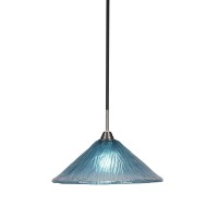 Paramount 1 Light Pendant In Matte Black And Brushed Nickel Finish With 16