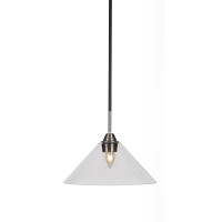 Paramount 1 Light Pendant In Matte Black And Brushed Nickel Finish With 12