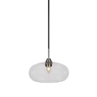 Paramount 1 Light Pendant In Matte Black And Brushed Nickel Finish With 13