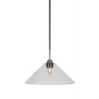 Paramount 1 Light Pendant In Matte Black And Brushed Nickel Finish With 16