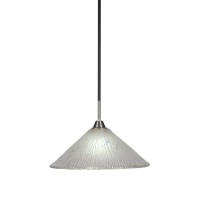 Paramount 1 Light Pendant In Matte Black And Brushed Nickel Finish With 16